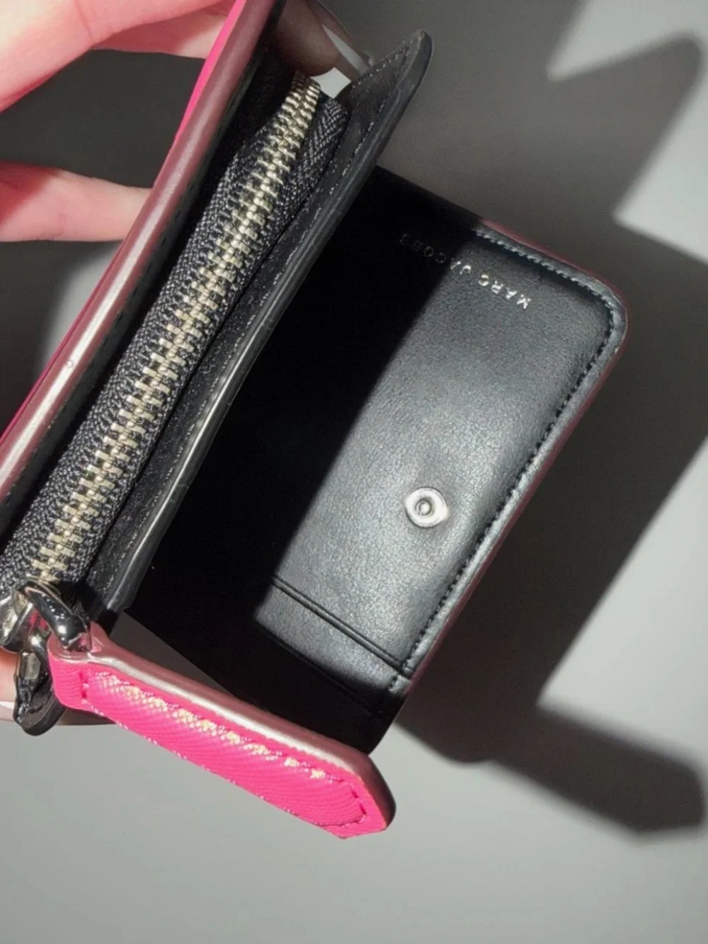 Marc Jacobs Hot Pink Saffiano Zip Wallet
